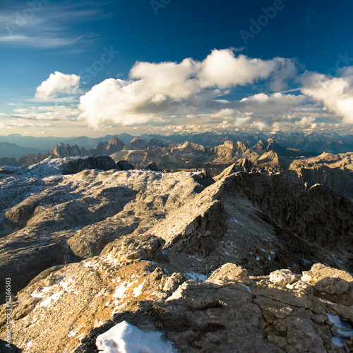 View from Piz Boe over dolomite alps, dolomites, italy.