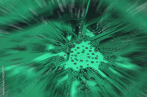 Dynamic blured green modern printed circuit board.
