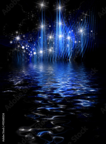 Abstract Cosmic Holiday background with stars and sparkles