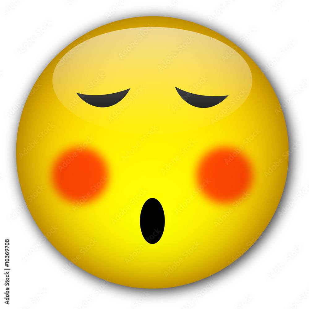 Glassy button with Embarassed Emoticon Glassy button with Embarassed Emoticon