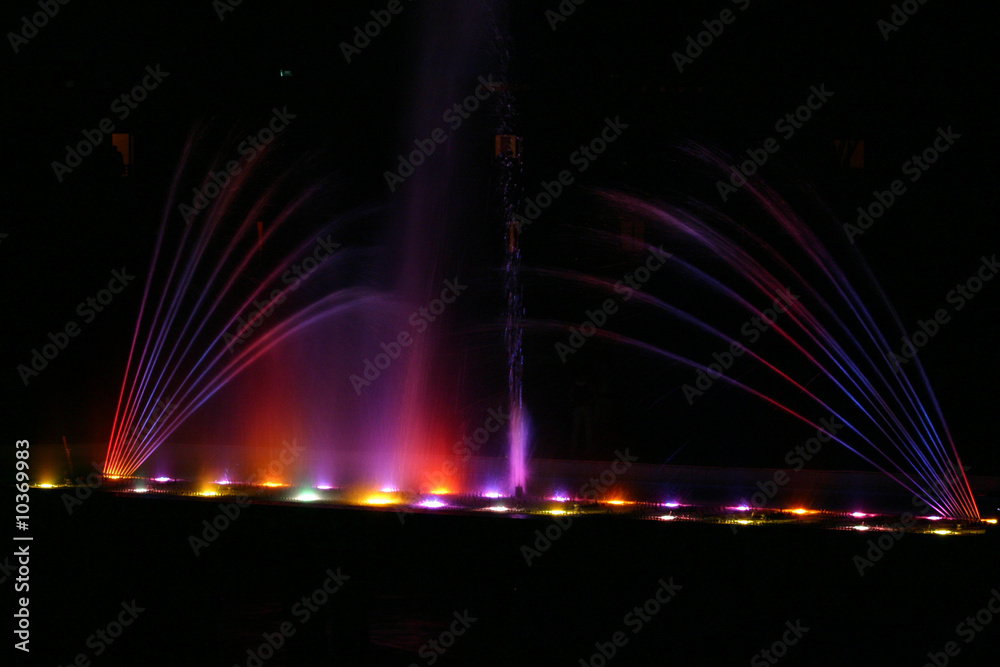 night view of  different fountain