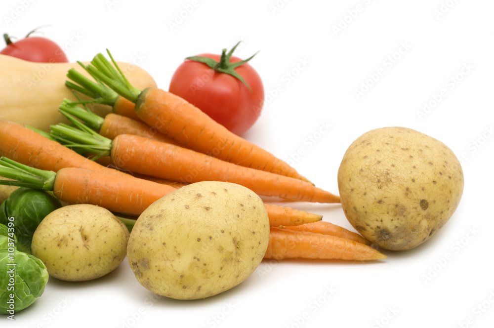 vegetables assortment on white background vegetables assortment on white background