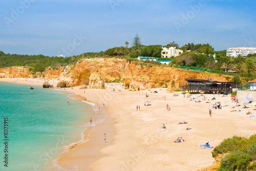 Summer beach scene at a luxury resort