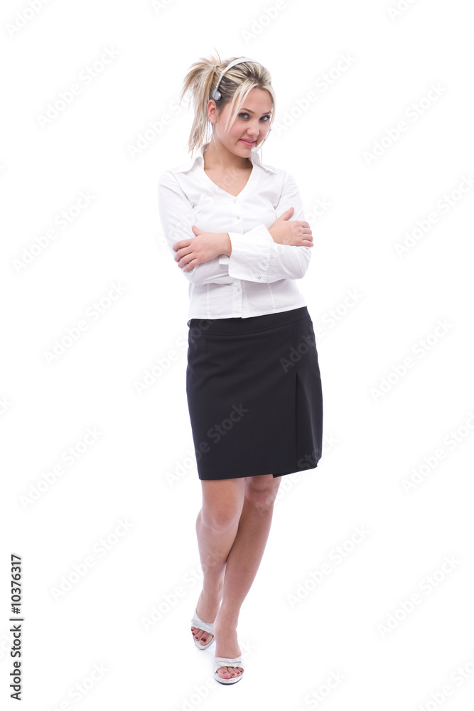 young blonde businesswoman portrait on white background young blonde businesswoman portrait on white background