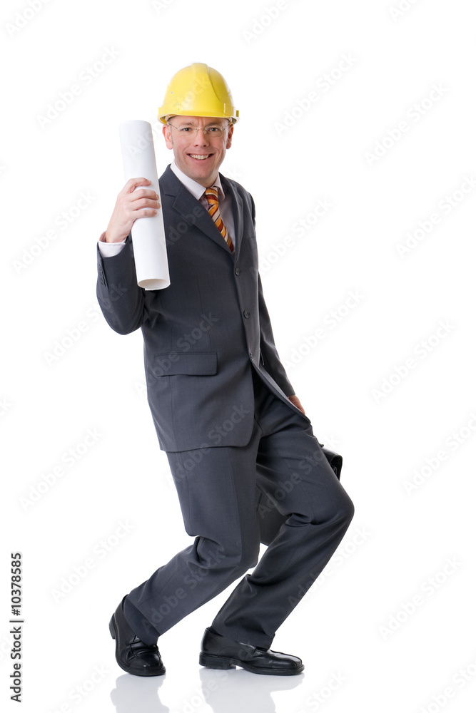 Young and successful architect. Full isolated studio picture Young and successful architect. Full isolated studio picture