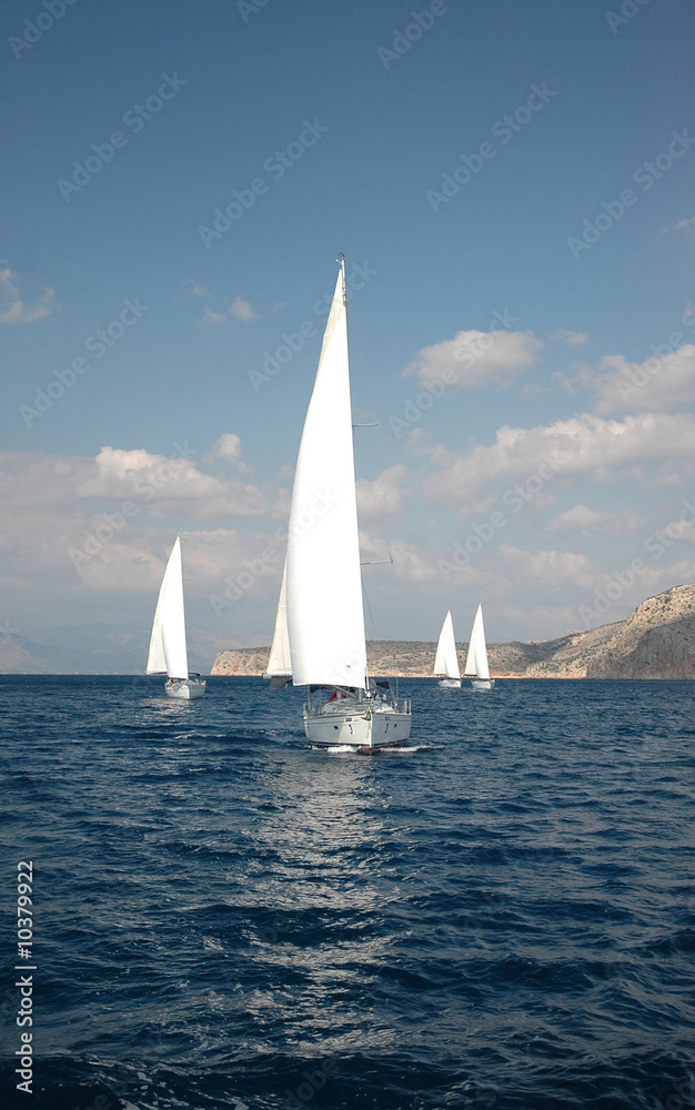 yachts sail in the Greece sea