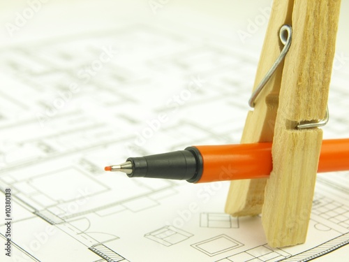 Build a house of brick of wood project and architect tools