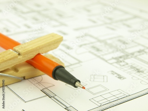 Build a house of brick of wood project and architect tools