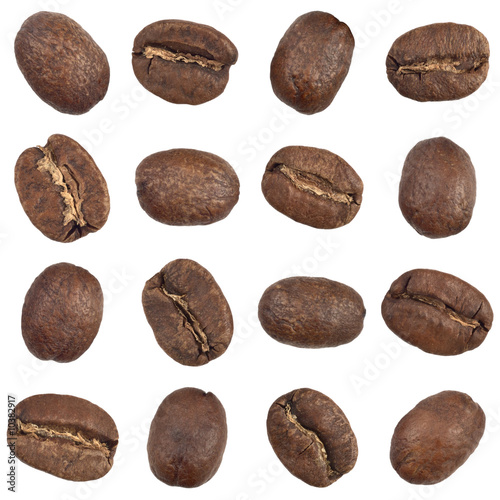 Seamless pattern of coffee beans isolated on white
