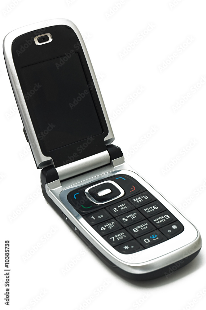 Mobile phone with russian keyboard, isolated on white Mobile phone with russian keyboard, isolated on white