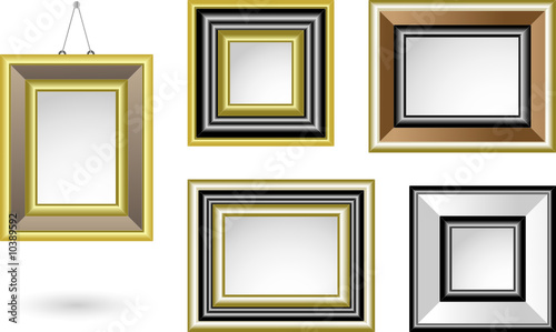 a set of various decorative picture frames