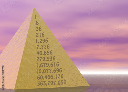 Golden Pyramid on Pink Purple Ocean Scene