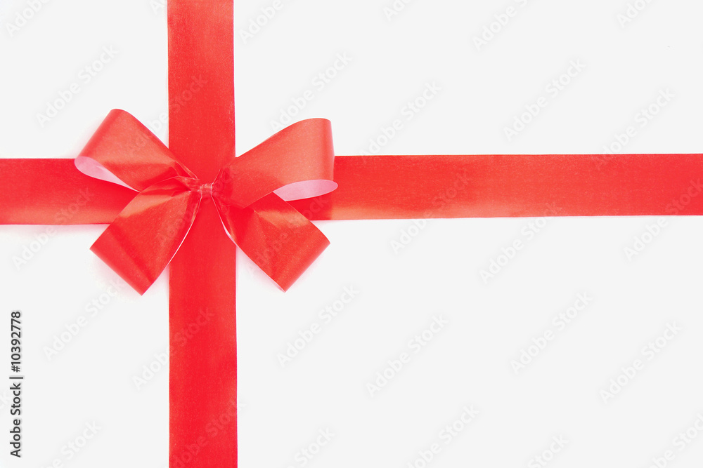 Red bow gift wrap isolated on white background Red bow gift wrap isolated on white background
