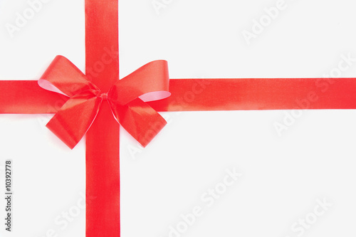 Red bow gift wrap isolated on white background