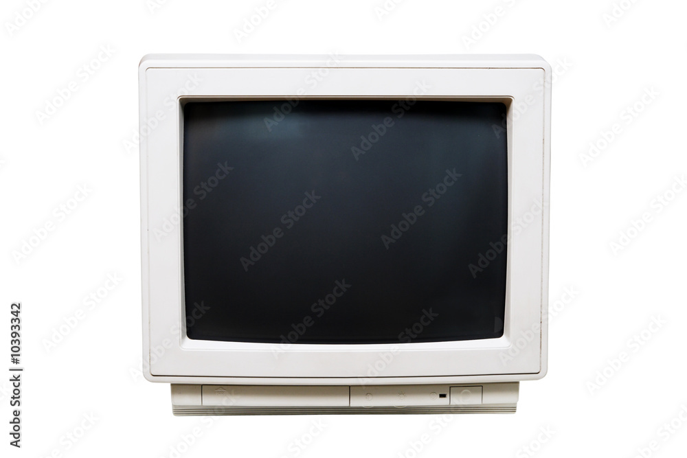 Old computer monitor on white background Old computer monitor on white background