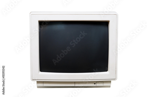 Old computer monitor  on white background