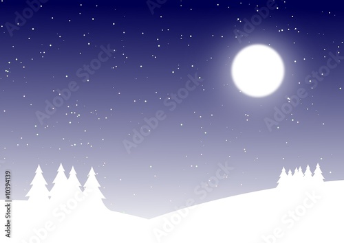 blue merry christmas landscape, moon © danimarco