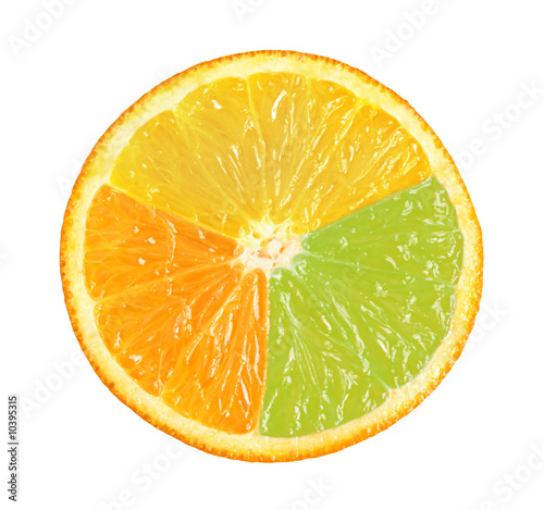 Ripe orange on a white background.