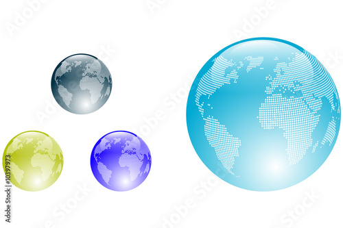 Colored aqua style Earth Globes