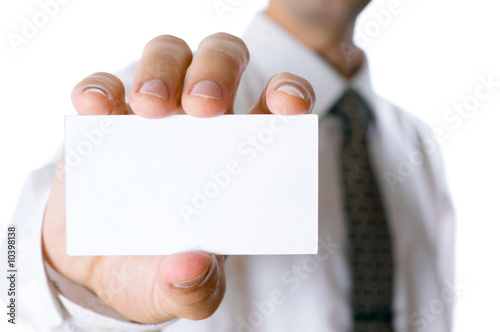 Business man with visiting card photo