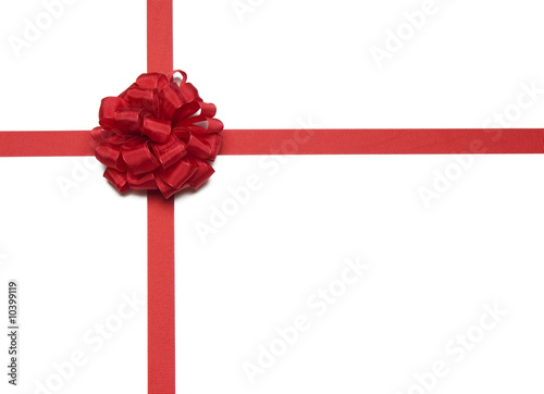 Christmas Red Ribbon and Bow on white background