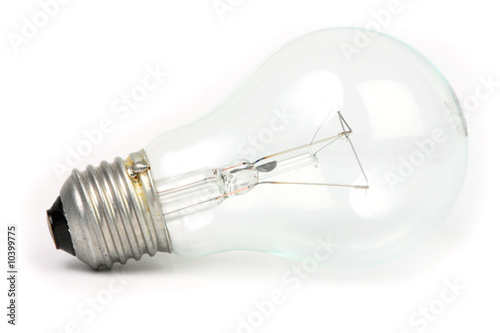 isolated incandescent light bulb on white background