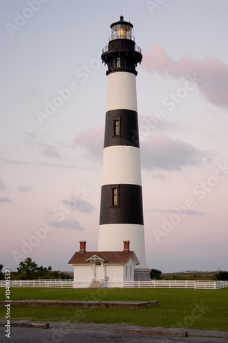 The Bodie Island Lighthouse in the Outer Banks at Dusk