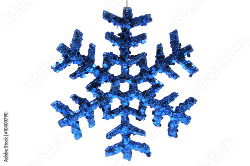 Blue Snowflake ornament on white background