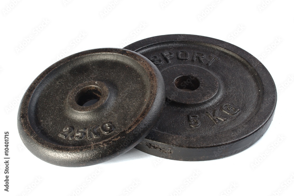 Old dirty dumbbells isolated on white background. Old dirty dumbbells isolated on white background.