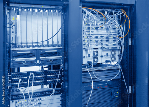 Blue toned image of internet icenter equipment