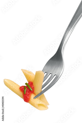 forchetta con penne al pomodoro photo