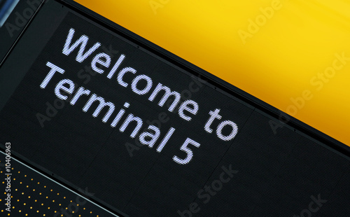 Welcome to Terminal 5 airport sign