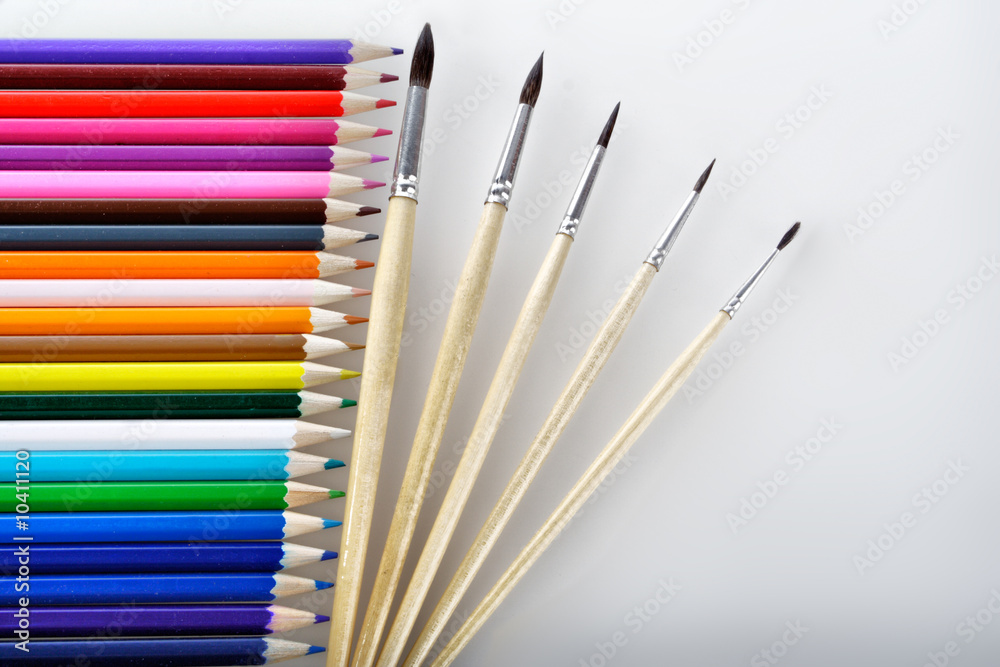 Fototapeta premium Writing materials: coloured pencils background.