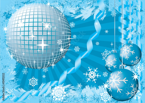 To give a christmass snow party. Greeting card. Blue palette.
