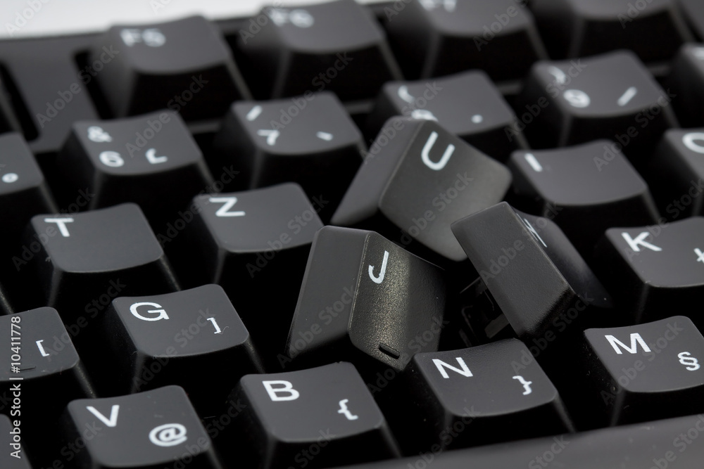 broken black computer keyboard isolated broken black computer keyboard isolated