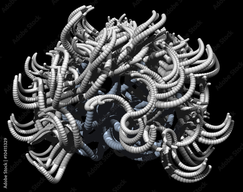 Abstract organic form on black background - 3d illustration