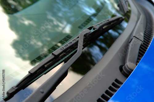 The close up of car windwhield wiper