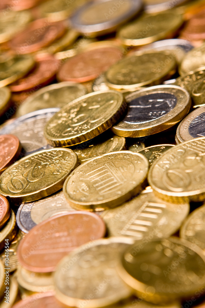 Pile of Euro money coins