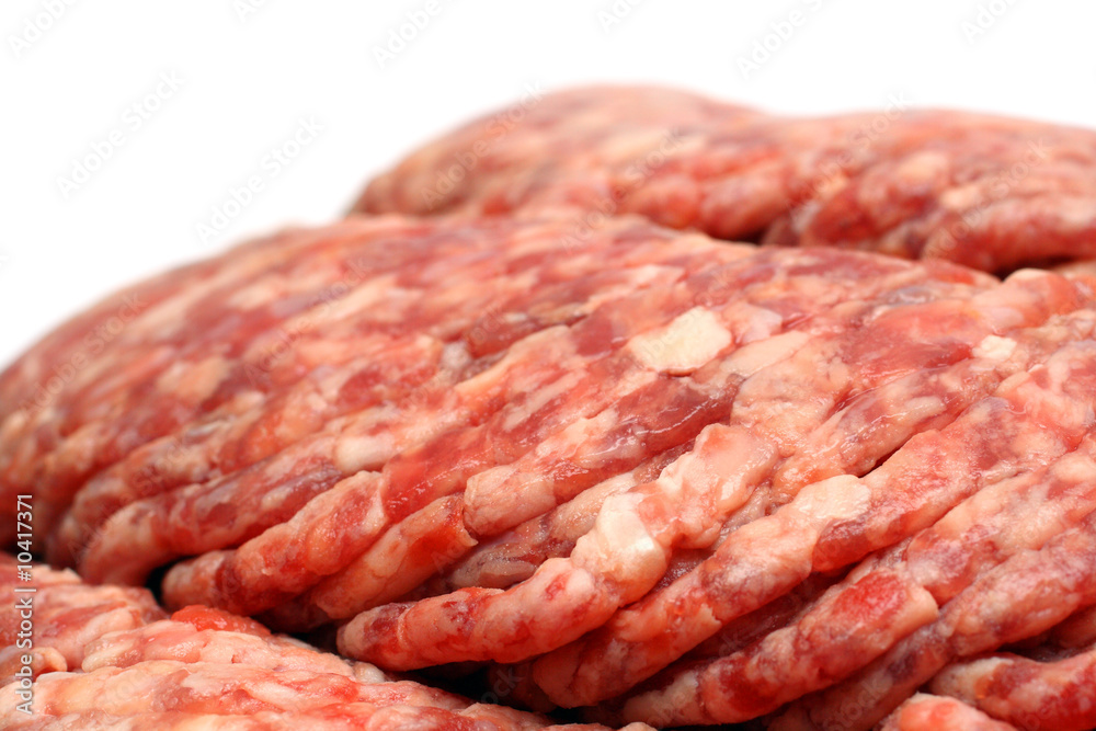 raw minced meat close-up on white background raw minced meat close-up on white background
