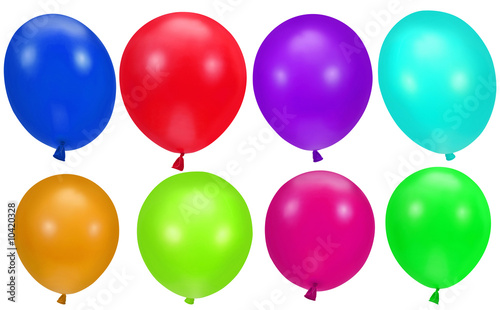 colorful party balloons background on white background