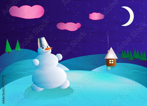 New year card. Snowman.