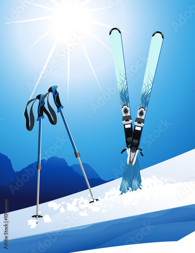 Ski, vector illustration