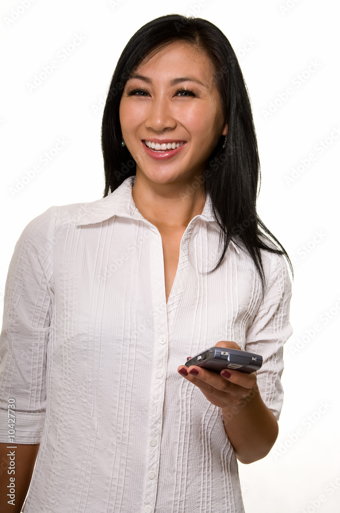 Attractive Asian woman wearing white blouse Attractive Asian woman wearing white blouse