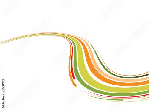 Abstract background with the green and orange bent lines. Vector