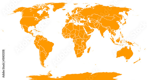 Weltkarte Orange