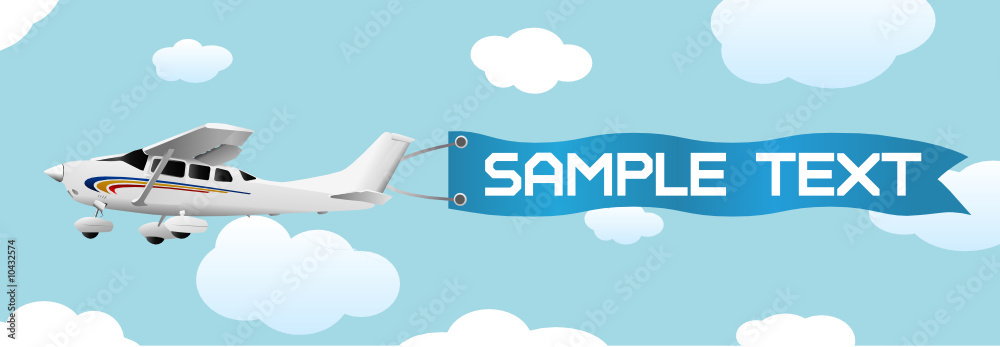 plane with blank banner vector