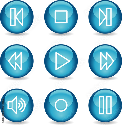 Free Download Walkman web icons, blue glossy sphere series - GFXLoad
