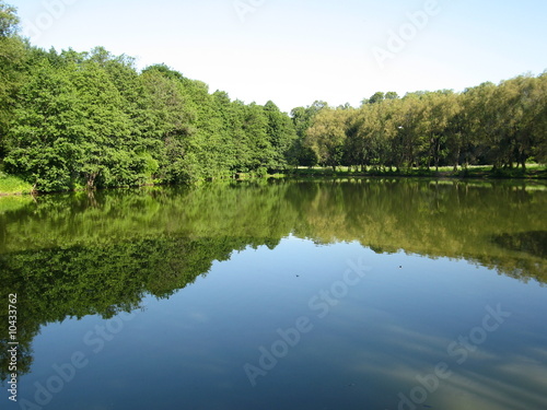 Forest lake, Izmaylovskiy park in Moscow Russia