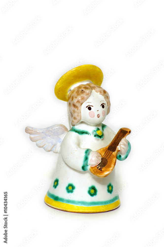 Fototapeta premium Old the christmas decoretion - a ceramic angel with lute