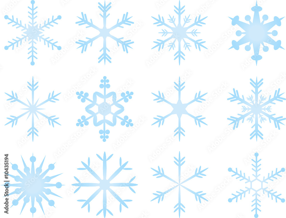 Vector collection of blue snowflakes